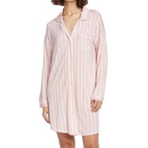 Striped Longsleeve Long Shirt Nightie